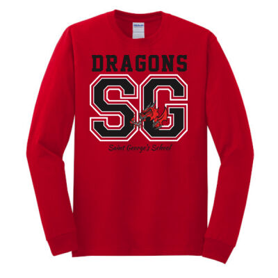 Adult Long Sleeve Cotton Tee - Red SG Thumbnail